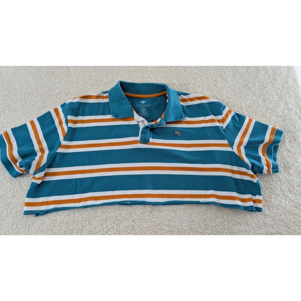 Rocawear 3X Crop Top Striped Polo Comfort Wear **FLAWED**